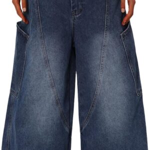 Aelfric Eden Mens Jeans Big Pocket Barrel Pants Loose Oversized Baggy Wide Leg Jean Casual Hip Hop Y2K Denim Pant Streetwear