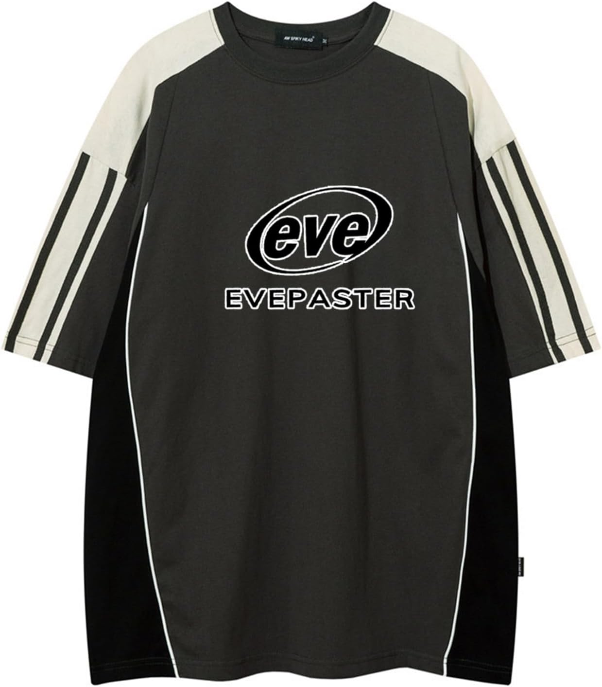 Evepaster Oversize Graphic T Shirt Vintage Racing Patchwork Unisex Printed Summer Y2k Tees Tops for Men and Women Streetwear