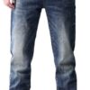 Jeans are Versatile in Spring and with Elastic Fit and Straight Leg Pants(35) Blue