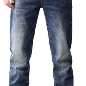 Jeans are Versatile in Spring and with Elastic Fit and Straight Leg Pants(35) Blue
