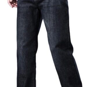 Spring and Autumn Jeans Loose Straight Leg Pants Versatile Elastic Pants(40) Blue