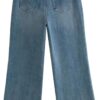 Women's Full Length High Waist Jeans Cotton Elastic Retro Denim Pants Office Lady Trousers